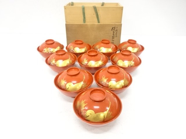 JAPANESE COLLECTIBLE / MATSUTSURU MAKI-E SOUP BOWLS / SET OF 10